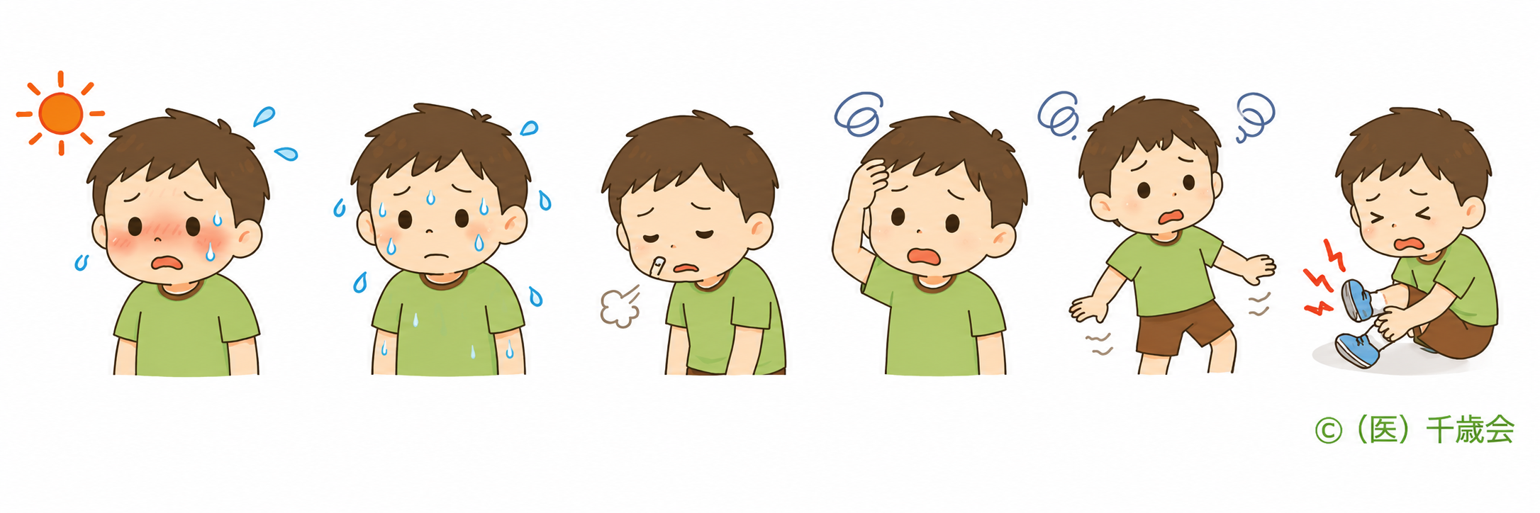 軽い熱中症のサインのイラスト
